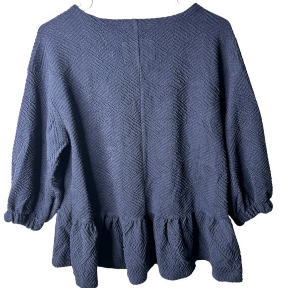 Maeve Textured Blue Ruffle Hem Top Womens XS Lagenlook Modest Demure french - Picture 7 of 11